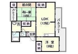 ファミーユ清和 2LDKの間取図画像