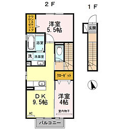 サニーハイツ 2DKの間取図画像