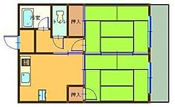 城山第二ビル 2DKの間取図画像