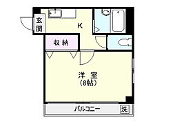 アーネスト下荒田 1Kの間取図画像