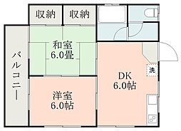ドリーム6 2DKの間取図画像
