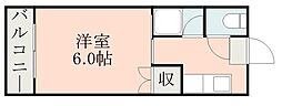 ホワイトキャッスル壱番館 1Kの間取図画像