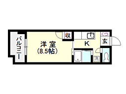 スタシオン西田 1Kの間取図画像