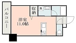 鹿児島市電2系統 加治屋町駅 千石馬場下車 徒歩4分の賃貸マンション 9階ワンルームの間取り