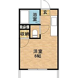 グレイス上荒田弐番館 ワンルームの間取図画像