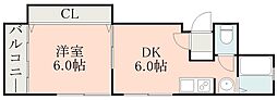 アイル鹿児島 1DKの間取図画像