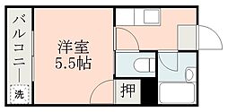 シャルルコーポ紫原 1Kの間取図画像