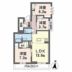 シャーメゾンカトレヤ 3LDKの間取図画像