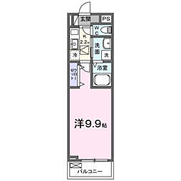 鹿児島市電1系統 郡元駅 徒歩4分の賃貸アパート 1階1Kの間取り