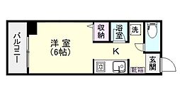 スカイコーポ新屋敷 1Kの間取図画像