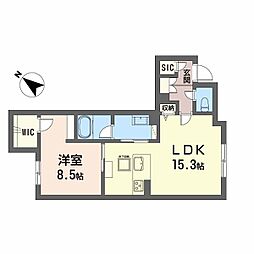 JR鹿児島本線 鹿児島駅 徒歩6分の賃貸マンション 1階1LDKの間取り