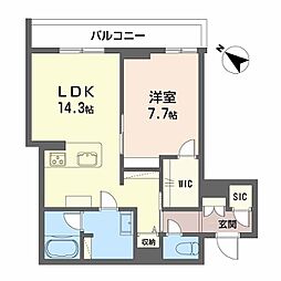 JR鹿児島本線 鹿児島駅 徒歩6分の賃貸マンション 2階1LDKの間取り