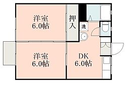 ハイツ羽山 2DKの間取図画像