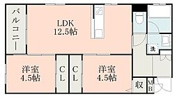 鹿児島市永吉1丁目マンション 2LDKの間取図画像