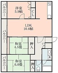 鹿児島市電1系統 二中通駅 天保山下車 徒歩8分の賃貸マンション 14階3LDKの間取り