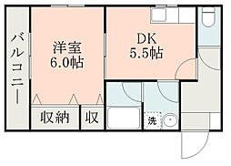 リビエールランド 1DKの間取図画像