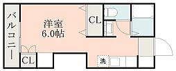 城西ロイヤルハイム 1Kの間取図画像