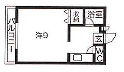 マノワールナカムラ ワンルームの間取図画像