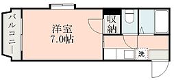 レインボー鴨池 1Kの間取図画像