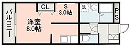 N'Sグランデール ワンルームの間取図画像