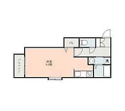 グランディール鹿大前 ワンルームの間取図画像