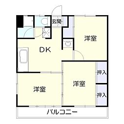 浜田ビル 3DKの間取図画像