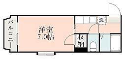 レインボー鴨池 1Kの間取図画像