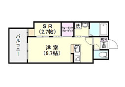 S-FORT鹿児島中央 ワンルームの間取図画像