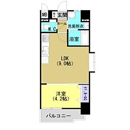加治屋町MSH 1LDKの間取図画像