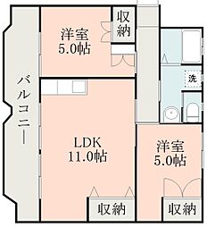 鶴栄ビル 2LDKの間取図画像