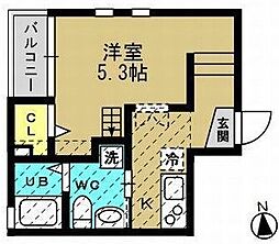 カリーノ薬師 1Kの間取図画像