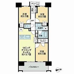 MJR鹿児島中央駅前 THE GARDEN 3LDKの間取図画像