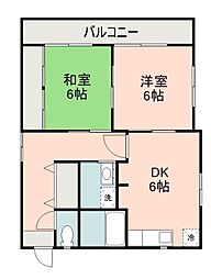DREAM211号棟 2DKの間取図画像
