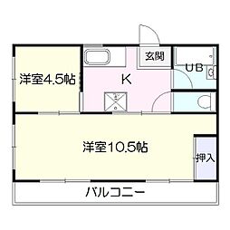 錦江谷山ハイツ 2Kの間取図画像