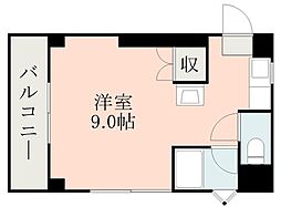 郡元ハイツ ワンルームの間取図画像
