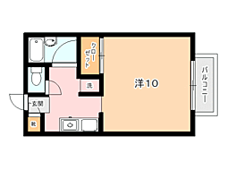 ヴィサージュj 1Kの間取図画像