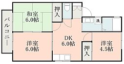 コンフォート伊敷台 3DKの間取図画像