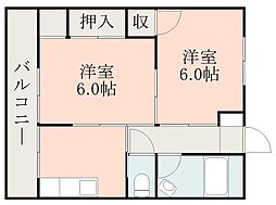 さえきビル 2Kの間取図画像