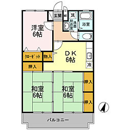 パークサイド吉留 3DKの間取図画像