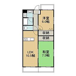 リバーサイド福元 2LDKの間取図画像