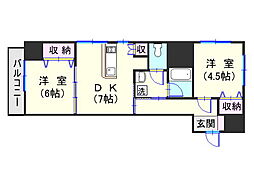 リードインアイエスヒラノ 2DKの間取図画像