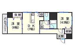 リードインアイエスヒラノ 2DKの間取図画像