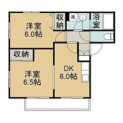 ノートルボヌール 2DKの間取図画像