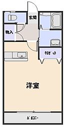 コーポM ワンルームの間取図画像