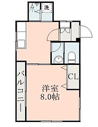 上之園ハイツ 1Kの間取図画像