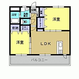 ソレイユガーデン 2LDKの間取図画像