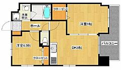 ベイシャトー 2DKの間取図画像