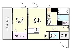 GRANDSTAGE高麗 1DKの間取図画像