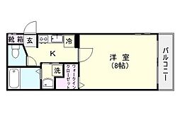 プレステージ桜川 1Kの間取図画像