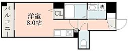 S-RESIDENCE鴨池PRIMO ワンルームの間取図画像